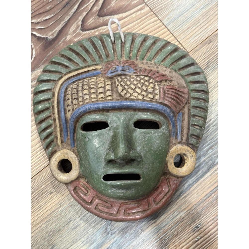 Aztec Maya Mexico Mythical Face Mask (Ceramic/Stone) Mask Wall Hanging 9x8"